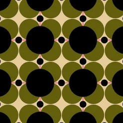Orla Kiely Wallpaper-Atomic Flower Khaki Wallpaper