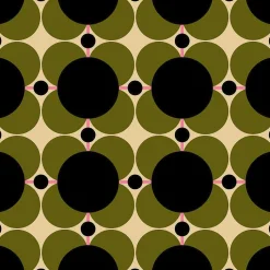 Orla Kiely Wallpaper-Atomic Flower Khaki Wallpaper