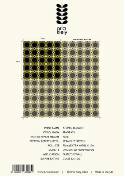 Orla Kiely Wallpaper-Atomic Flower Khaki Wallpaper