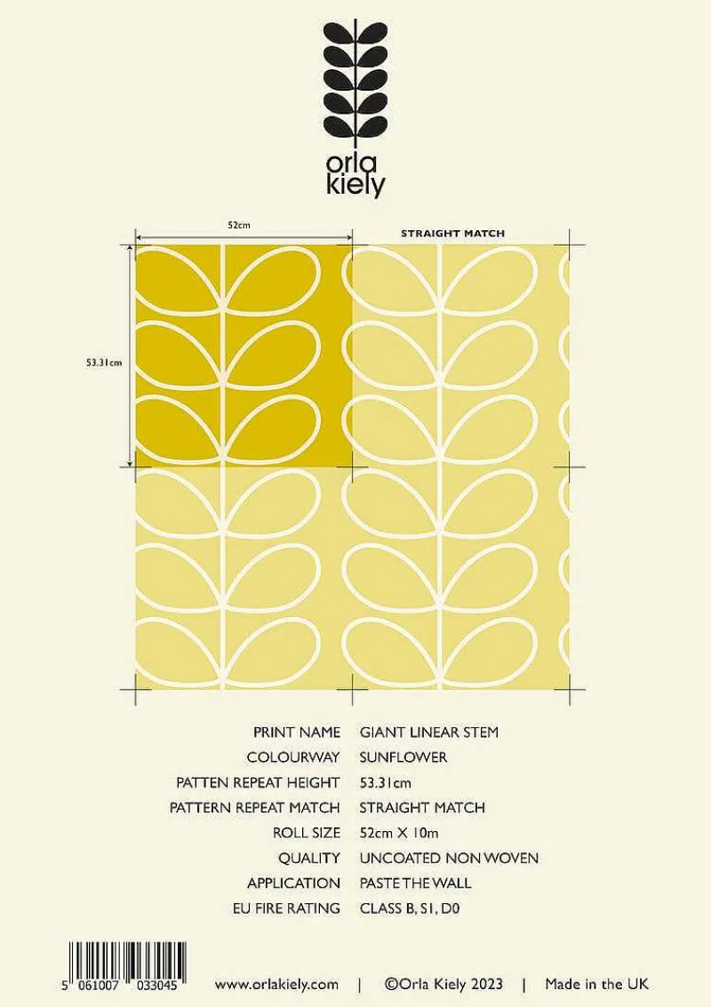 Orla Kiely Wallpaper-Giant Linear Stem Sunflower Wallpaper