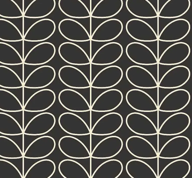 Orla Kiely Wallpaper-Linear Stem Charcoal Wallpaper