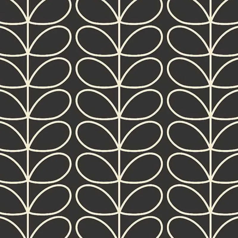 Orla Kiely Wallpaper-Linear Stem Charcoal Wallpaper