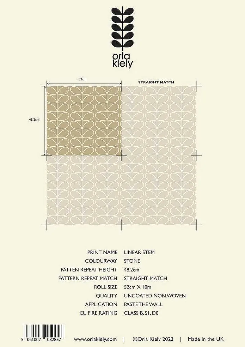 Orla Kiely Wallpaper-Linear Stem Stone Wallpaper